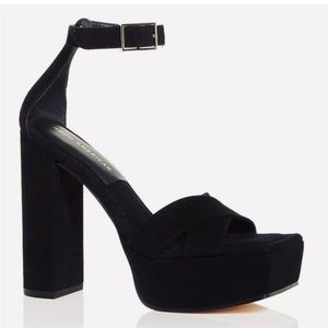 Good American Black Suede Platform